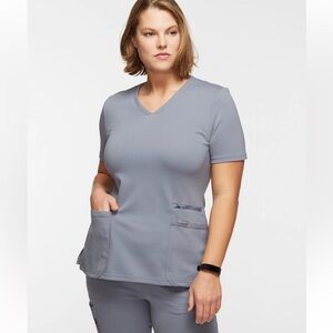 🆕 Jaanuu Women's 4-Pocket V-Neck Scrub Top - Gray